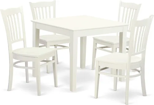 Miniatura 8 de East West Furniture OXGR3-LWH-W Oxford - Juego moderno de 3 piezas que contiene una mesa cuadrada de madera y 2 sillas de comedor, 36 x 36 pulgadas