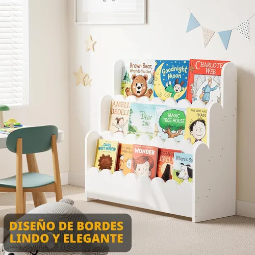Miniatura 4 de SpaceAid Estantería festoneada de 3 niveles, estantería Montessori para niños pequeños, estante organizador de libros de madera, muebles de Negro