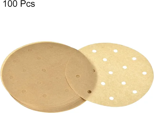 Miniatura 3 de uxcell 100 piezas de papel pergamino para freidora de aire, forro redondo de 6 pulgadas, papel de hornear antiadherente para freidoras de aire