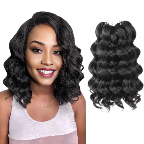 Miniatura 38 de Pelo de onda marina con trenzas de ganchillo, 6 pulgadas, 8 paquetes, trenzas rizadas suaves y profundas, extensiones de pelo sintético ondulado