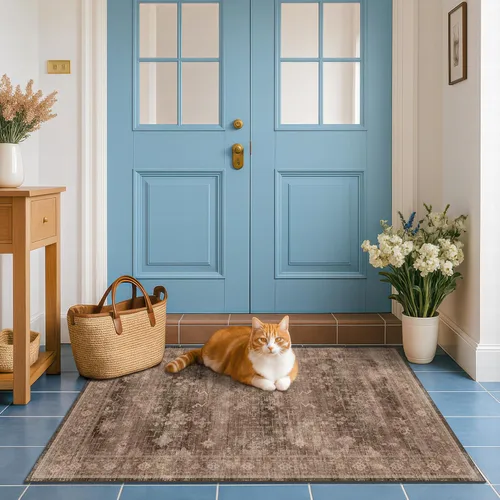 Miniatura 245 de Alfombra Boho Negra para Sala de Estar - Alfombra de Área Lavable de 10x14 Pies, Alfombras de Comedor para Debajo de la Mesa, Alfombra Suave de Pelo