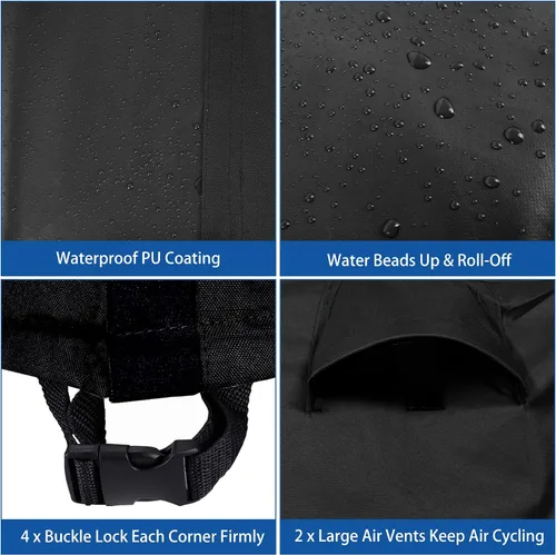 Miniatura 6 de WOMACO Funda de mesa de picnic impermeable, resistente de 96 pulgadas para patio al aire libre, cubierta de mesa y banco para invierno, resistente