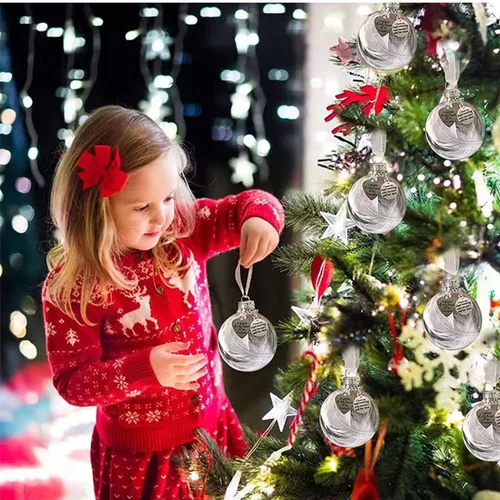 Miniatura 2 de 8 piezas Adornos de Bolas Transparentes de Plástico Rellenables para DIY - Adornos de Bolas de Navidad, 3.15 Pulgadas Tapa Desmontable Transparente