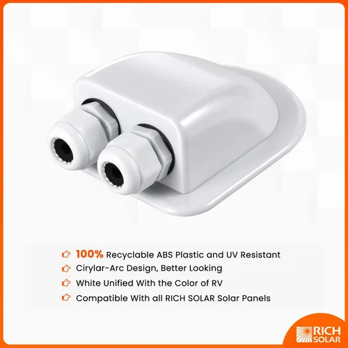 Miniatura 5 de RICH SOLAR Caja solar de doble cable de entrada Glándula Caja de entrada de cable doble solar para RV Remolque Barco Todo Cable Blanco