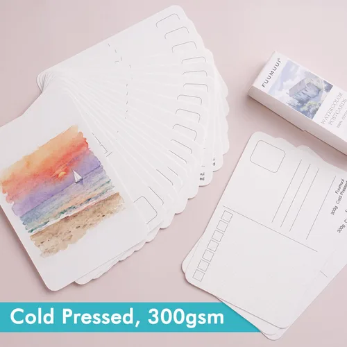 Miniatura 3 de Fuumuui 40 tarjetas postales de acuarela en blanco de 4 x 6 pulgadas, 140 libras/300 gsm, papel de arte 100% algodón prensado en frío para pintura