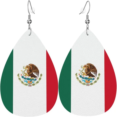 Miniatura 23 de Pendientes de bandera de país en forma de lágrima para mujer, ligeros, de cuero, colgantes, joyería patriótica para regalos