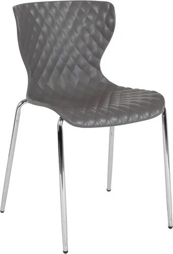 Miniatura 11 de Pemberly Row Silla de comedor de plástico moderna en negro y cromado