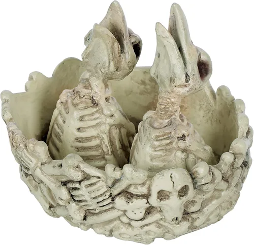 Crazy Bonez Nido de esqueleto con pollitos – Decoración de nido de pájaro de esqueleto de Halloween de 6 pulgadas, aspecto realista de hueso,