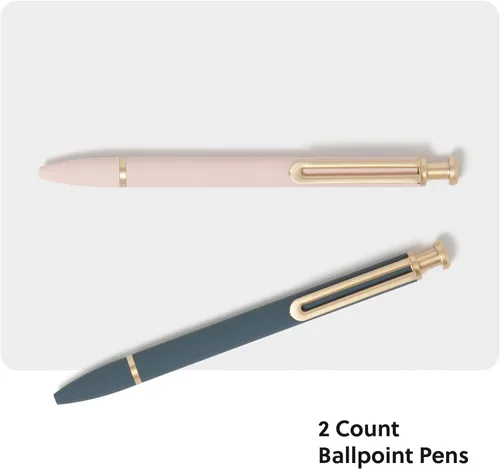Miniatura 2 de U Brands Bolígrafos Monterey, juego de 2, gris pizarra oscuro y rosa suave con detalles dorados, punta gruesa (1.0 mm), tinta negra