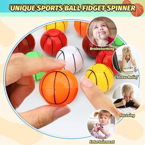 Miniatura 4 de Mini Baloncesto Fidget Spinner para niños y adultos, bola pequeña mano dedo Spinner recuerdos de fiesta bolsa de regalos deportiva caja del tesoro