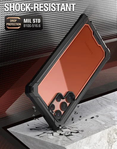 Miniatura 8 de Funda Poetic Guardian para Samsung Galaxy S22 Ultra 5G de 6,8 pulgadas [prueba de caídas de grado militar de 6 pies], protector de pantalla Naranja