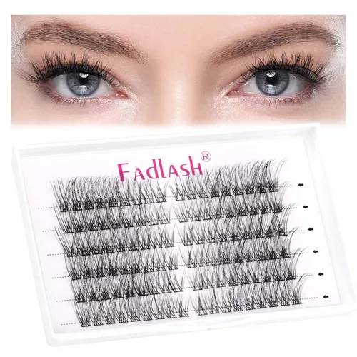 Miniatura 22 de FADLASH Extensiones de pestañas en racimo de pestañas de 0.35-0.70 pulgadas, para colocar en casa, rizado D, pestañas individuales en casa