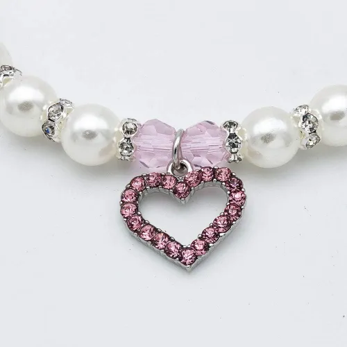 Miniatura 2 de Collar de perlas de cristal para perro, joyería para perros pequeños y cachorros, collar de boda con dije de diamantes de imitación, ropa
