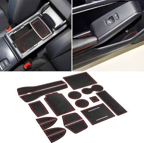 Miniatura 15 de Accesorios para Honda Civic 2022 2023 2024 2025 2026 11ª Generación Sedán Inserto de Portavasos Forro de Consola Central Alfombrillas de Ranuras