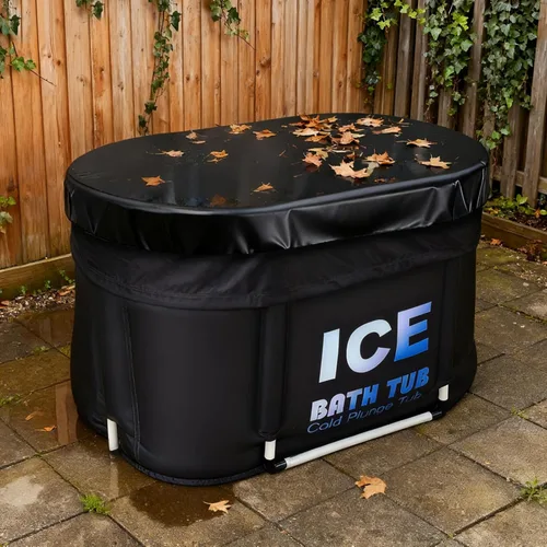 Miniatura 7 de Bañera de hielo ovalada para atletas con tapa, capacidad de 130 galones, bañera de inmersión fría portátil para recuperación y terapia de agua fría