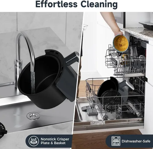Miniatura 6 de Kitchen Elite® Freidora de aire compacta, freidora de aire digital pequeña 7 en 1, más del 90% menos aceite, cesta antiadherente y apta