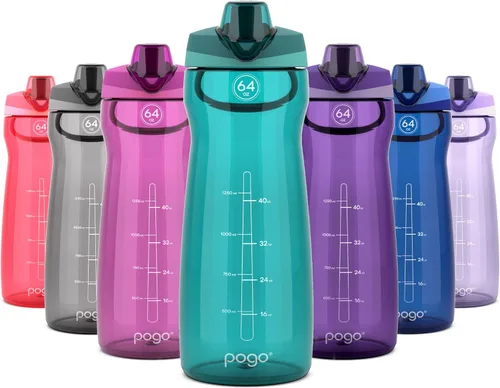 Miniatura 17 de Pogo Botella de agua de plástico sin bisfenol A con tapa con pico de 32 onzas, color azul atolón Azul (Blue Atoll)