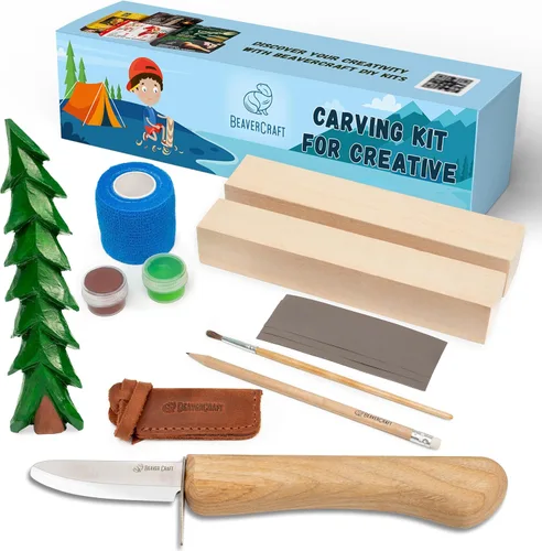 BeaverCraft Kit de tallado de madera para niños y principiantes DIY08 - Kit de tallado de madera para niños de más de 14 años, kits de pasatiempos