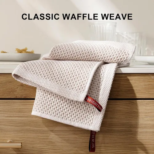 Miniatura 6 de joybest Paños de cocina de algodón, paquete de 8 paños de cocina de tejido de gofre, ultra suaves, absorbentes, paños de secado rápido, trapos