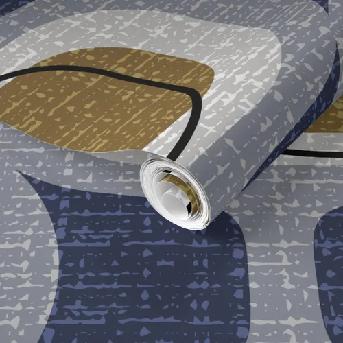 Miniatura 2 de Spoonflower Muestro de papel tapiz extraíble - mediados de siglo mediados de siglo moderno 70S 60S círculos retro orbes azul marino papel pintado