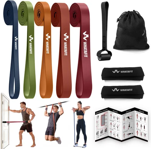 Miniatura 13 de WHATAFIT Resistance Bands,Pull Up Assist Bands Set with Handles, Exercise & Workout Bands with Door Anchor for Men & Women – Home Fitness Equipment