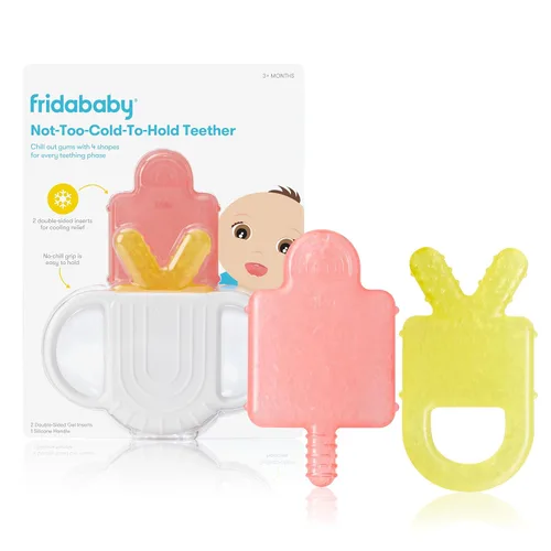 Frida Baby Juguetes de Dentición de Silicona, Mordedor 4-en-1 para Bebés y Lactantes, Alivio para la Dentición de 0-18 Meses, Mordedor para Bebés No