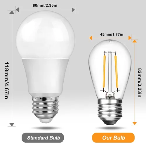 Miniatura 3 de BRIMAX Paquete de 6 bombillas LED de 2 W, equivalentes a 15 W-20 W, bombillas de repuesto pequeñas S14 de bajo vatio para cadena de luces al aire