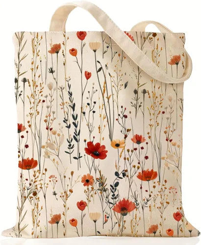 Miniatura 17 de Andeiltech Bolsa de lona para mujer, bolsa de viaje estética, bolsa de hombro reutilizable, regalo de cumpleaños para mamá Flor Mamá
