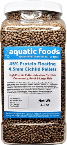 Miniatura 3 de Pellets de cíclidos, 45% proteína flotante de 0.177 in (5/32 pulgadas) para Oscar, cíclidos centroamericanos, sudamericanos... tarro pequeño de 8