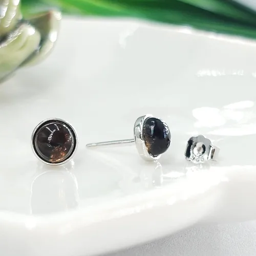 Miniatura 112 de Pendientes naturales de 0.236 in con chapado en oro blanco sobre plata de ley, bisel cabujón de piedras preciosas regalo de joyería para ella