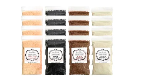Miniatura 8 de Muestra de sal marina gourmet, 2 paquetes múltiples de sales molidas finas del Himalaya y gris francés, alaea roja hawaiana y sales de grano grueso