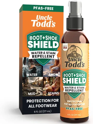 Uncle Todd's Spray protector de zapatos – repelente al agua y a las manchas – 6 onzas sin aerosol de gamuza – Protege cuero, gamuza y nobuck –