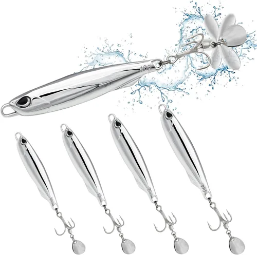 Plantillas de pesca de metal, cucharas de pesca de metal, cebo de hoja giratoria, cuchara de jigging de fundición larga, señuelo vertical duro VIB