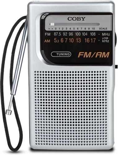 Coby Radio Portátil AM/FM – Radio de Bolsillo Retro Operada con Batería con Altavoces Potentes, Batería de Larga Duración de 800 Horas, Recepción