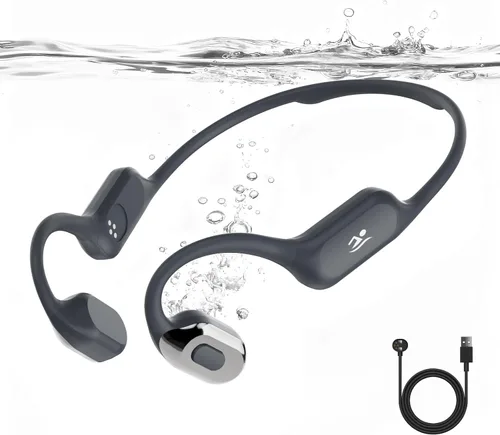 Miniatura 9 de Auriculares de natación, IPX8 impermeables de conducción ósea con MP3 incorporado, auriculares abiertos, auriculares de natación submarinos