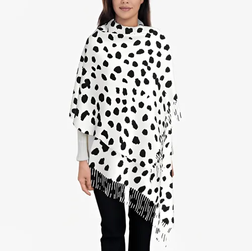 Miniatura 8 de Bufandas de moda para mujer, estampado dálmata, cómodo chal largo, suave y grueso cálido bufanda de invierno