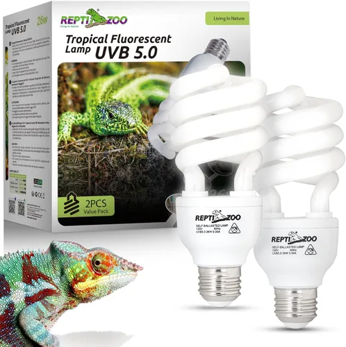 Miniatura 8 de REPTI ZOO Luz UVB para reptiles tropicales, paquete de 2 bombillas de reptil UVA UVB 5.0 15 W, lámpara UVB para crestado, Gecko, leopardo, gecko