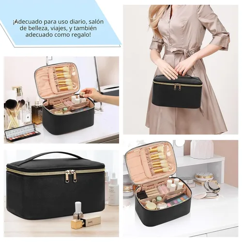 Miniatura 6 de OCHEAL - Bolsa de maquillaje portátil para cosméticos, estuche organizador de viaje de gran capacidad para mujeres, bolsa de aseo para niñas
