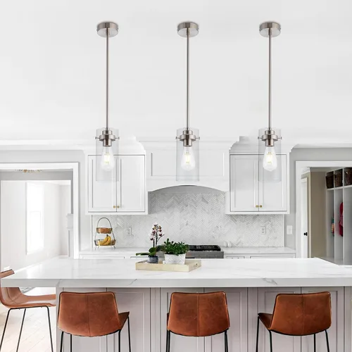 Miniatura 4 de Lámpara colgante, luces de cocina colgantes de techo, accesorios de iluminación de cocina con acabado de níquel cepillado, iluminación colgante