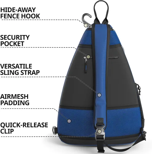Miniatura 3 de Athletico - Bolsa de hombro cruzada - Mochila para Pickleball, Tenis, Racketball y viajes para hombres y mujeres Azul