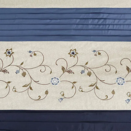 Miniatura 4 de Madison Park Serene Cortina de ducha de seda sintética bordada floral lavable a máquina, decoración moderna de baño para el hogar, azul marino, 72x72