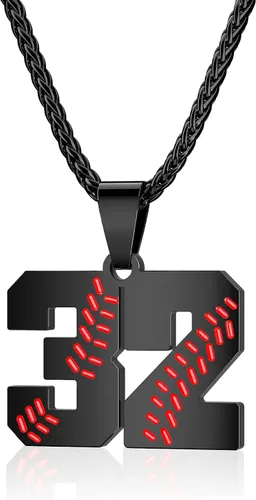 Miniatura 53 de Collar con número de béisbol para niños 00-99, collar con número de camiseta de béisbol de acero inoxidable, colgante personalizado, regalo