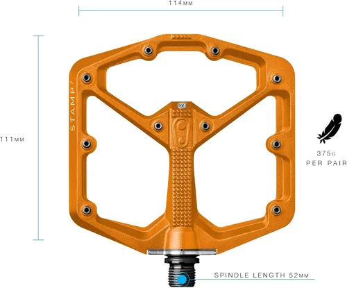 Miniatura 2 de Crankbrothers Stamp Pedales Planos MTB - Pedales de Bicicleta Ligeros, Versátiles y Duraderos de Tamaño Específico Naranja
