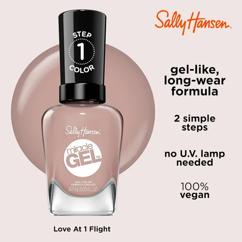 Miniatura 4 de Sally Hansen Miracle Gel Esmalte de uñas de calidad de salón Fórmula similar al gel, sistema de dos pasos, no necesita luz UV, larga duración