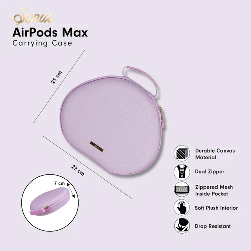 Miniatura 3 de Funda protectora Sonix para auriculares Apple AirPods Max Estuche de transporte de viaje, bolsa de almacenamiento portátil, admite modo de Lavanda