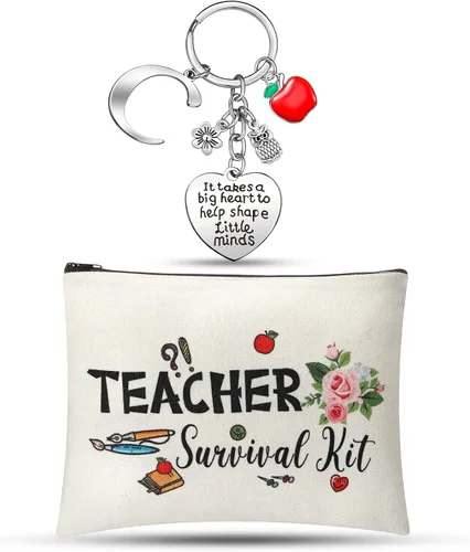 Miniatura 12 de Juego de regalo de agradecimiento al profesor, kit de supervivencia para profesores, llavero con inicial, regalos para profesores de graduación