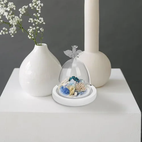 Miniatura 2 de Cabilock Cúpula de cristal de ángel con mango para San Valentín Figura de flores decorativa, cúpula para decoración del hogar, 5.3 x 4.3 x 4.3