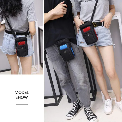 Miniatura 6 de Senient Wolf - Bolsa cruzada multifuncional de nailon impermeable para teléfono, pequeña bolsa de cintura de un hombro, cartera para pasaporte