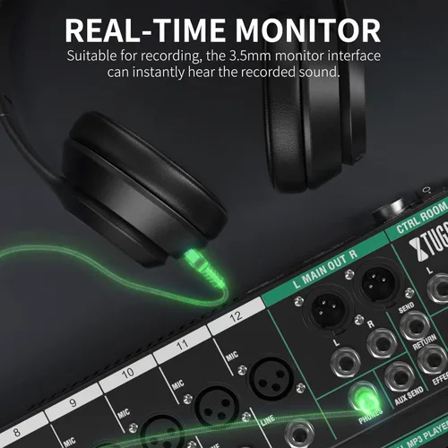 Miniatura 5 de XTUGA Mezclador de Audio de 12 Canales Mezclador de Sonido Mesa de Mezclas, Interfaz de Audio, Mezclador DJ Consola de Audio para Karaoke en Vivo