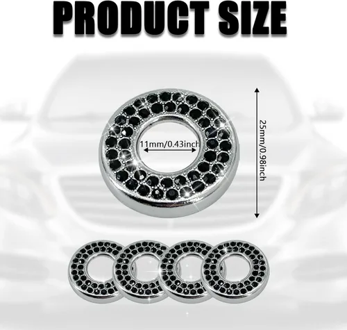 Miniatura 2 de BEYPOVK Paquete de 4 fundas brillantes para cerradura de puerta interior de automóvil, calcomanías de diamantes de imitación, tapones para cerradura